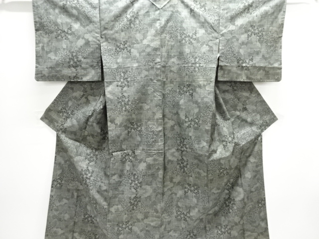  アンティーク　花模様織出し本場草木泥染大島紬着物（5マルキ）